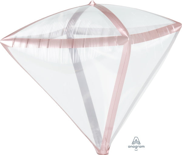 Rose Gold Trim Clear Diamondz Foil Balloon