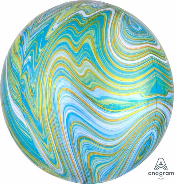 Blue Green Marblez 16-Inch Orbz Foil Balloon