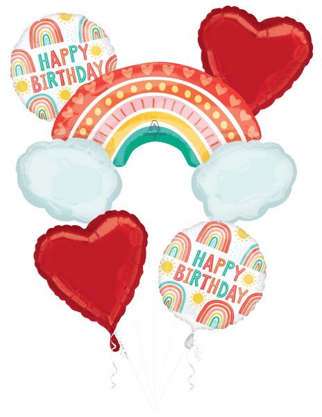 Retro Rainbow Foil Balloon Bouquet