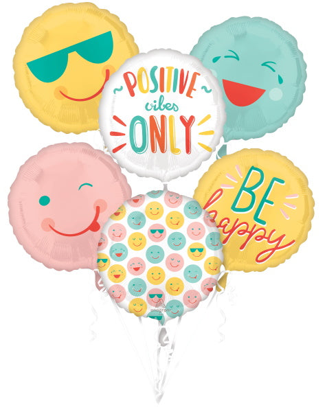 Smiley Face Foil Balloon Bouquet, 6 Pieces