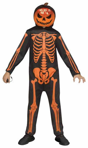 Children's Pumpkin Costume with Light Reveal Mask, Large 12/14