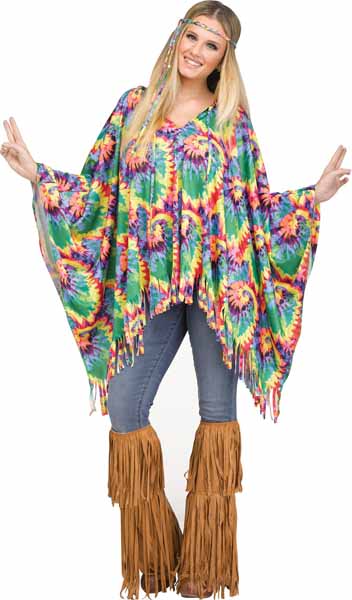TIEDYE HIPPIE PONCHO O/S FITS 4-14