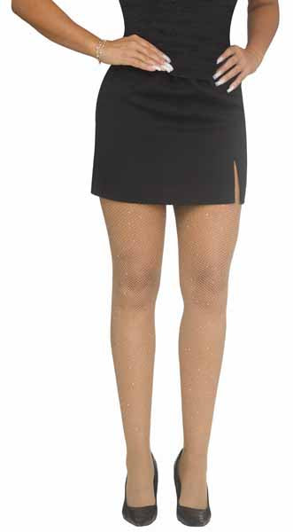 Tan Rhinestone Fishnets for Adults