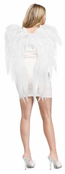 White Fabric Feather-Look Costume Wings