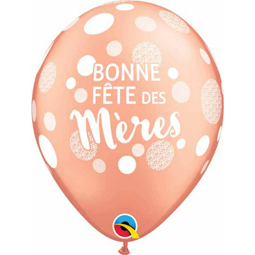 Fête Des Mères Pois 11" Rose Gold Balloons - Pack Of 50