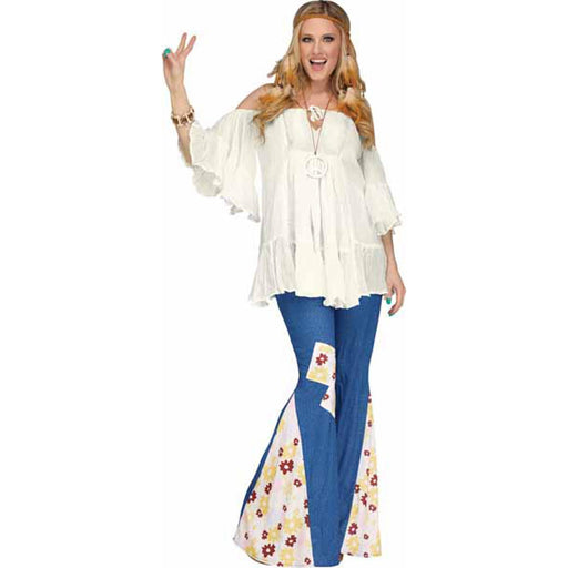 Flower Child Bell Bottoms In Denim Blue.