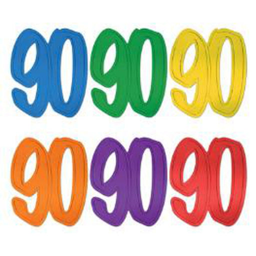 Multicolor Products Cutout '90' Solid Coloured Foil Bold Decor for a Milestone Celebration (3/Pk)