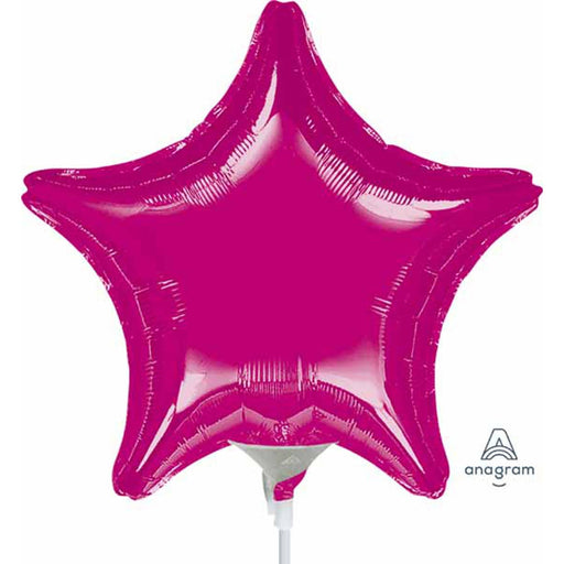 Fuchsia Star Mylar Balloon, 9 Inches (A10) - #W9Smtmt.