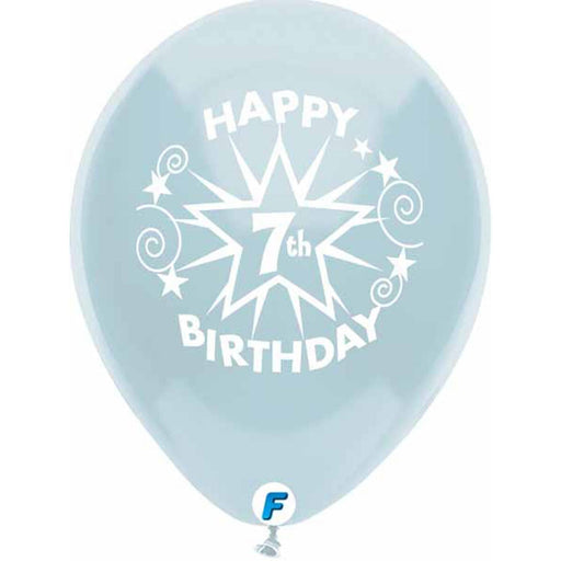 Funsational 12" Happy 7th Birthday Stars Latex Balloons (8/Pk)