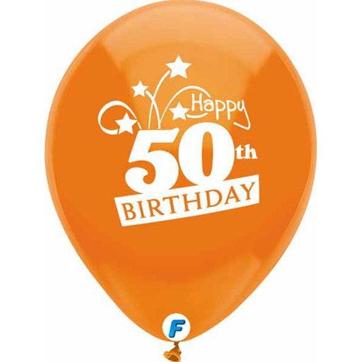 Funsational 12" Happy 50th Birthday Shooting Stars Latex Balloons (8/Pk)