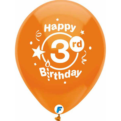 Funsational 12" Happy 3rd Birthday Latex Balloons