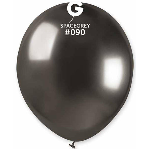 Gemar 5" Shiny Space Grey Latex Balloons - Pack Of 50