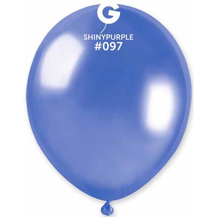 Gemar 5" Shiny Purple Latex Balloons - Pack Of 50