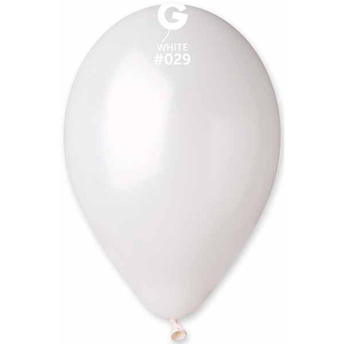 Gemar Metallic White Balloons - 12 Inch (50/Bag)