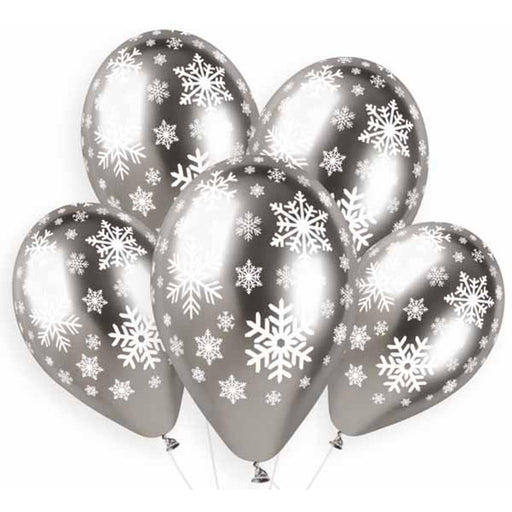 Elegant Clear Shiny Snowflakes 13″ Latex Balloons (25/Pk)