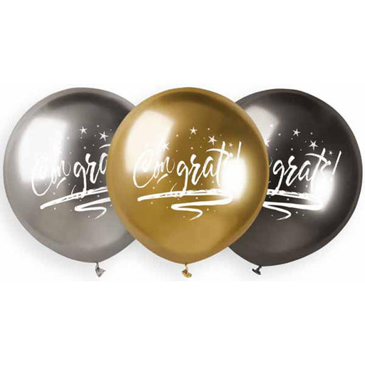 Gemar Shiny 19" Congrats Printed Balloons - Pack Of 25
