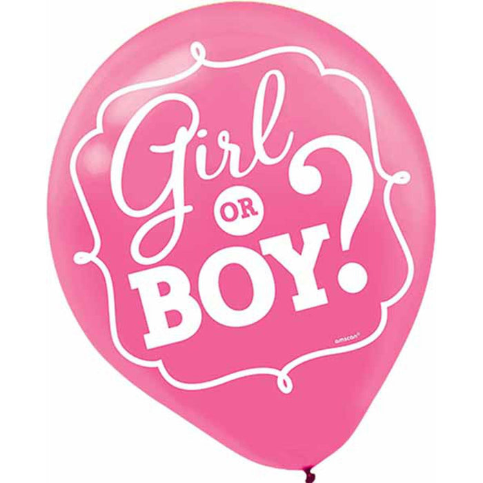 "Girl Or Boy?" Balloons - Pack Of 15 X 12" Latex Balloons.