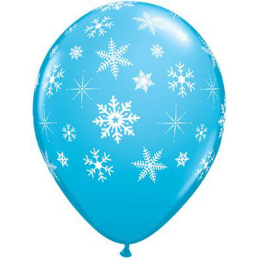 11" Snowflakes & Sparkles A-Round Latex Balloons  (50/Pk)