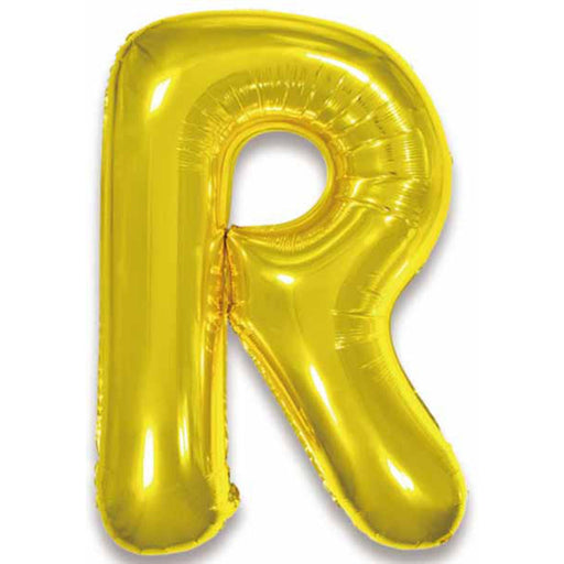 Gold Foil Letter R Balloon - 34" Tall (Packaged)