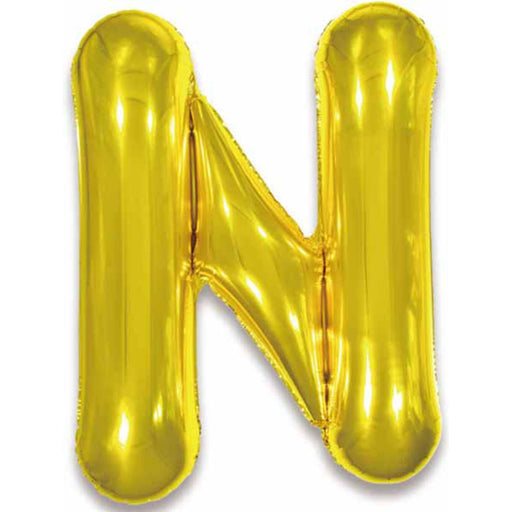 "Gold Foil Letter N Balloon - 34 Inches"