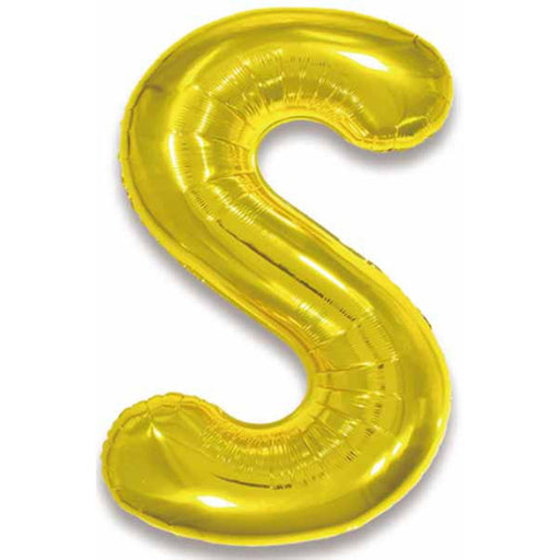 Gold Foil Letter S Balloon - 34 Inch (Packaged)