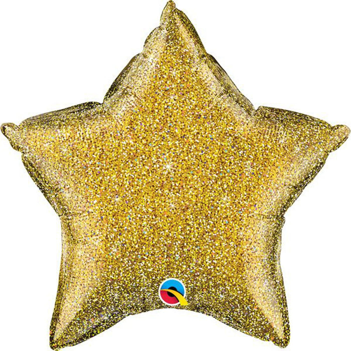 Gold Glittergraphic Star Balloon - 20"