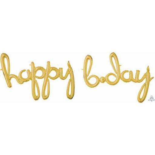 "Gold "Happy Bday" Balloon Package - G50 Script"