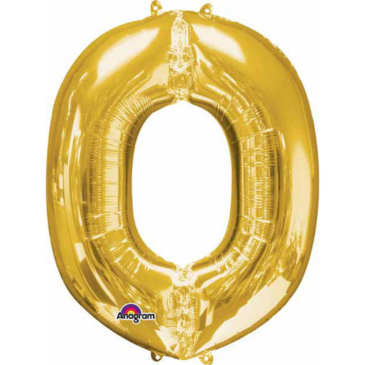 Gold Letter O Balloon With Weight - 33" Foil Shape (L34 Pkg)
