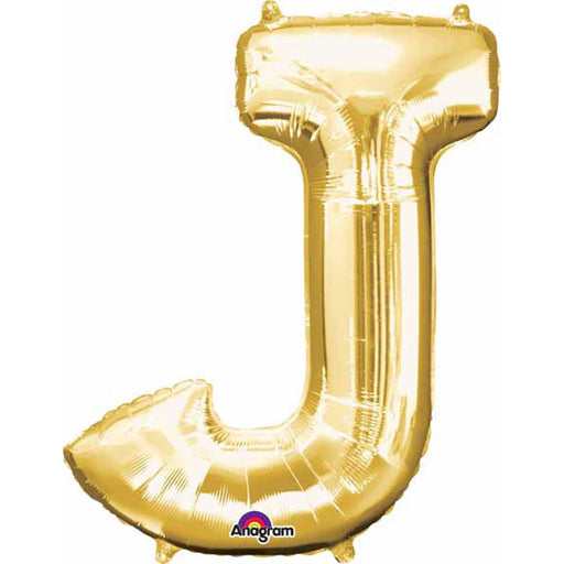 Gold Letter J Balloon Kit - 33 Inch Shape L34 Package