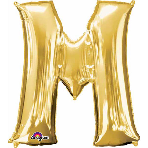 Gold Letter M Balloon - 16" Shape Package (L16)