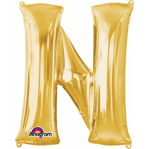 Gold Letter N Balloon Bundle - 32" Shape L34 Pkg