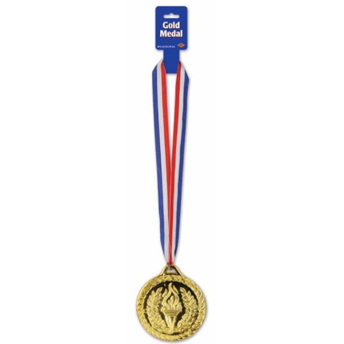 Gold Medal With Ribbon - 4" Diameter