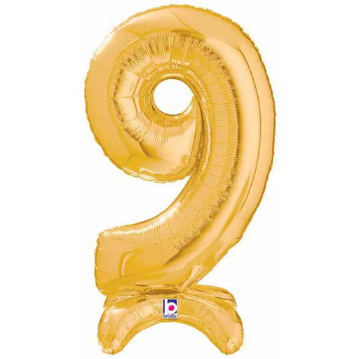 Gold Megaloon 25" Number 9 Stand-Up Balloon Package