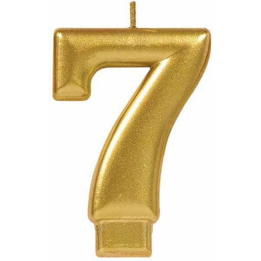 Number 7 Gold Metallic Candle (12/Pk)