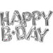 Happy Bday Silver Phrase Air-Fill Mylar Balloons Kit (3/Pk)