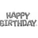 Happy Birthday Silver Phrase Air-Fill Mylar Balloons