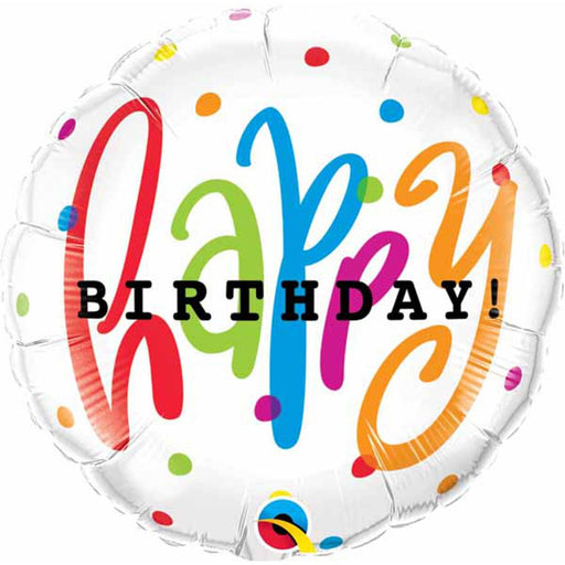 18 Inch Happy Birthday Multi Dots Foil Balloon A Festive Burst of Colorful Celebration (5/Pk)