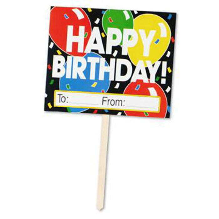 Happy Birthday Yard Sign Colorful Celebration Stake (3/Pk)