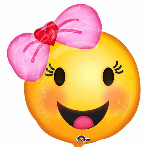 "Happy Emoticon With Bow 18" Balloon Shape (S50)"