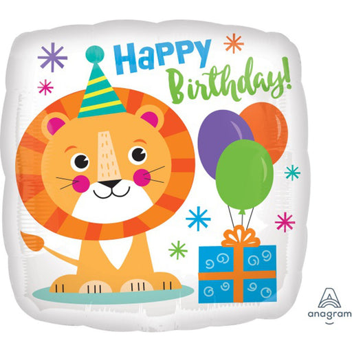 Happy Lion Birthday Balloon Pack - 40X 18" Square Helium Balloons