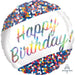 Hbd Confetti Balloon Set With Holo Design And S55 Letters - 18"" Round