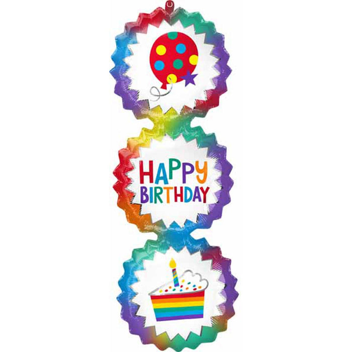 Happy Birthday Ombre Bursts 38" Foil Balloon: Burst of Celebration! (3/Pk)