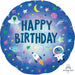 Hbd Outer Space 18" Holographic Round Balloon Pkg