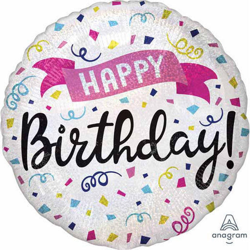 Hbd Sparkle Banner - 18" Round Flat Design With Glittered "Hbd" Letters.