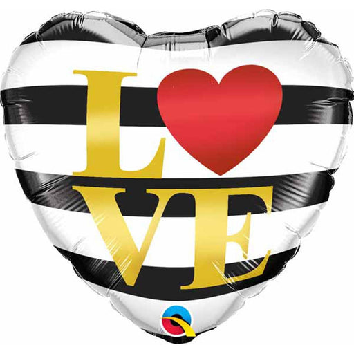 "Heart Balloon Gift Set: L(Heart)Ve Horizont Stripe 18"" Hrt Pkg"