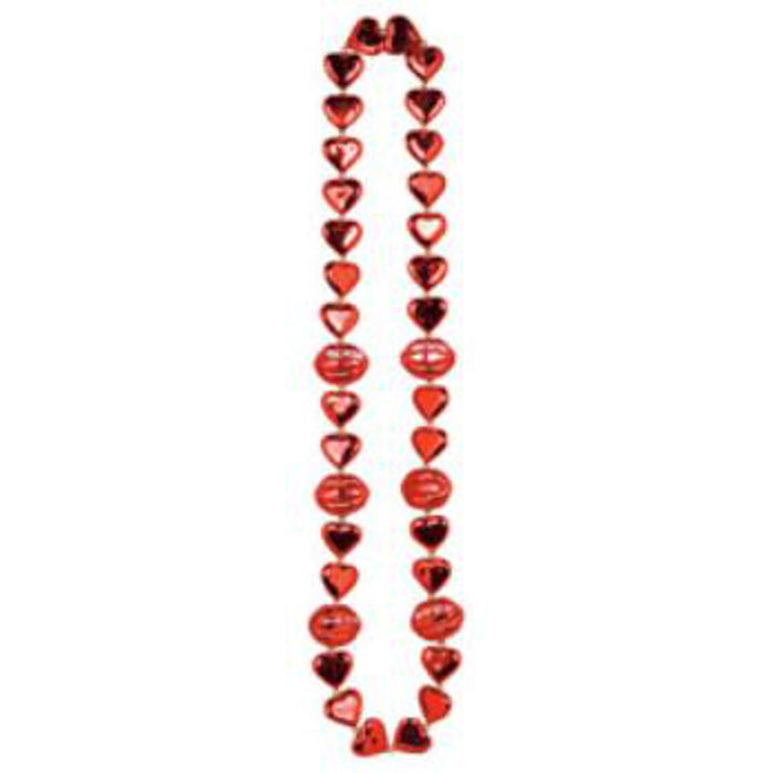 "Heart Beads With Kiss Me Lips Set"