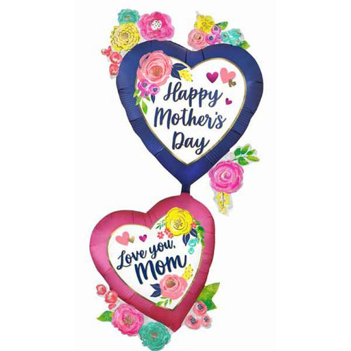 52" Happy Mother's Day Satin Watercolor Floral Foil Mylar Balloon (1/Pk)