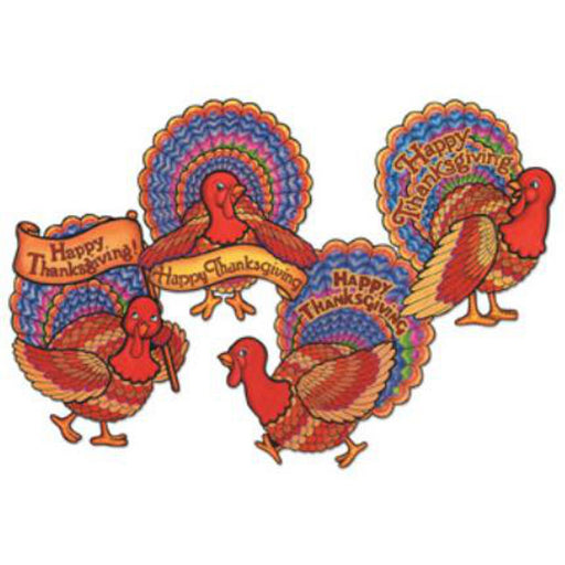 16" Happy Thanksgiving Turkey Set (12/Pk)
