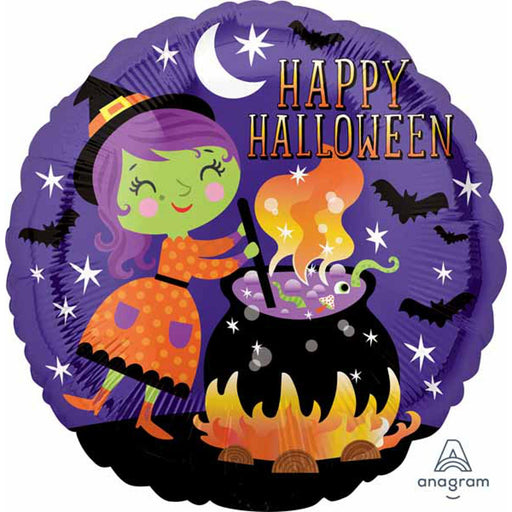 Happy Halloween Witch & Cauldron Foil Balloon - 18"