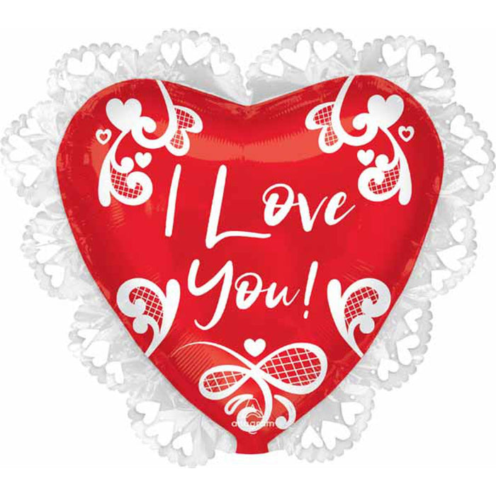 "I Love You Lace Doily Pack - 23" Intricate Heart Design (30 Pieces)"